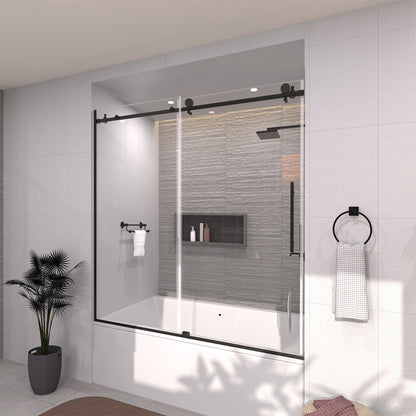 TaiMei 60 in. W x 60 in. H Sliding Semi-Frameless Tub Door 7051-6060-BL15_e75dbb34-0d18-4bd7-bf8e-9b55ff88ef02