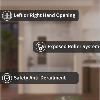 Eon 60 in. W x 60 in. H Sliding Semi-Frameless Tub Door with Clear Glass