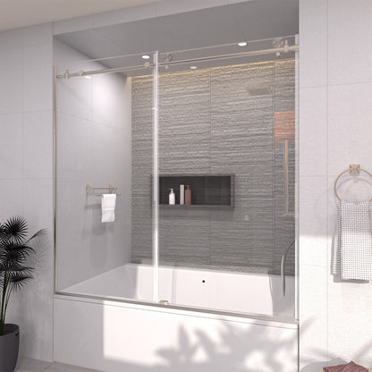 TaiMei 60 in. W x 60 in. H Sliding Semi-Frameless Tub Door 7051-6060-BN03_cf853021-5b08-4b71-ac3a-36e12431dee7