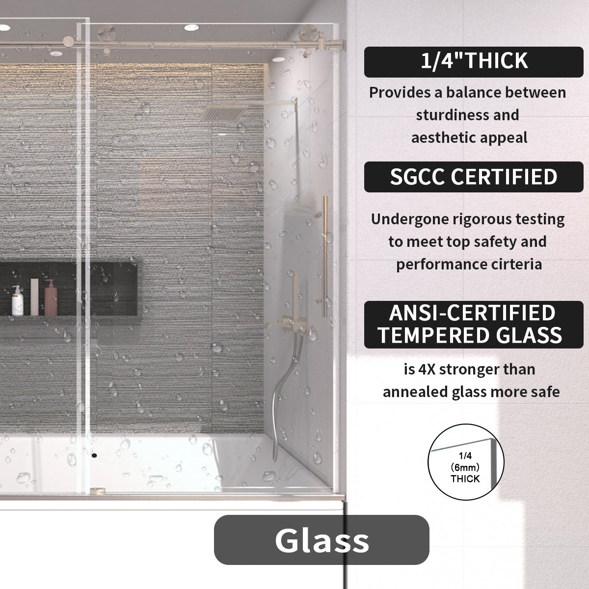 TaiMei 60 in. W x 60 in. H Sliding Semi-Frameless Tub Door 7051-6060-BN06_d84b4561-6d47-463f-8bec-9f57598d651d