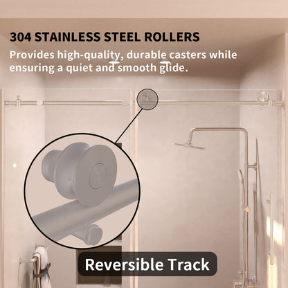 Eon 60 in. W x 60 in. H Sliding Semi-Frameless Tub Door with Clear Glass