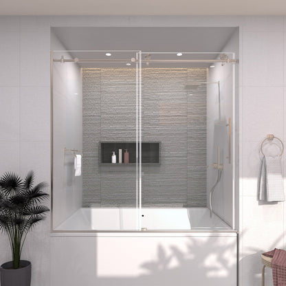TaiMei 60 in. W x 60 in. H Sliding Semi-Frameless Tub Door 7051-6060-BN14_3ca89418-5e21-41d4-8e3b-b5caf0bdbb0a