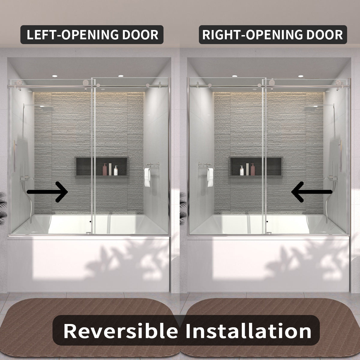 TaiMei 60 in. W x 60 in. H Sliding Semi-Frameless Tub Door 7051-6060-CR08_8080013e-b9da-4765-a771-a777765f771d