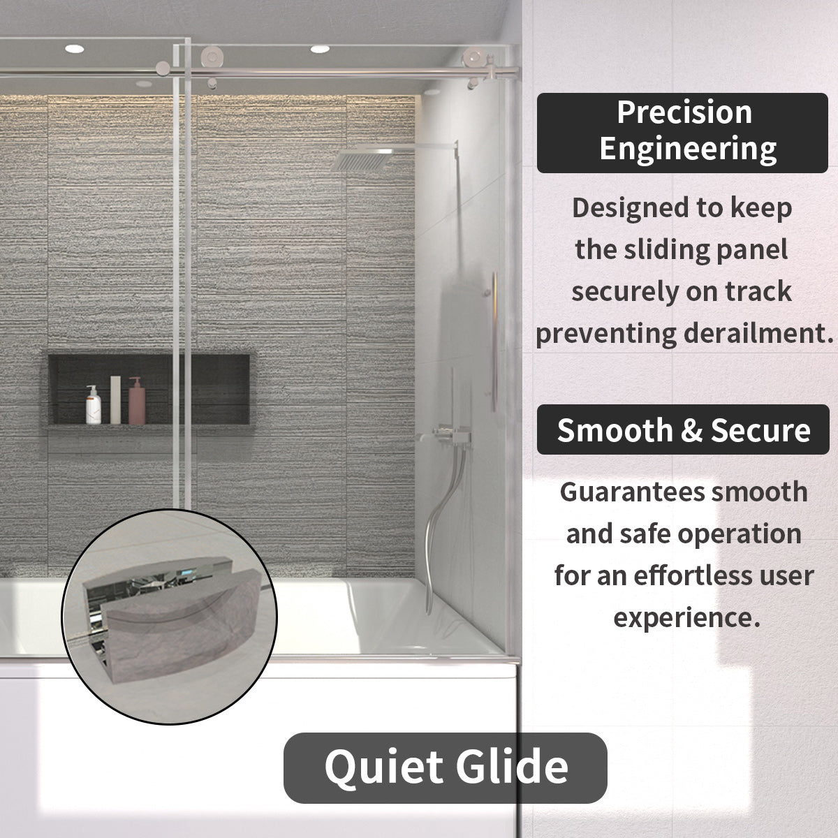 TaiMei 60 in. W x 60 in. H Sliding Semi-Frameless Tub Door with Clear Glass and Handles 7051-6060-CR09_400bc681-1487-404f-be47-37b45b1e429f