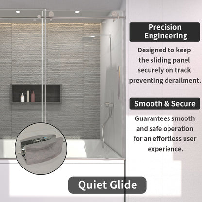 TaiMei 60 in. W x 60 in. H Sliding Semi-Frameless Tub Door with Clear Glass and Handles 7051-6060-CR09_400bc681-1487-404f-be47-37b45b1e429f