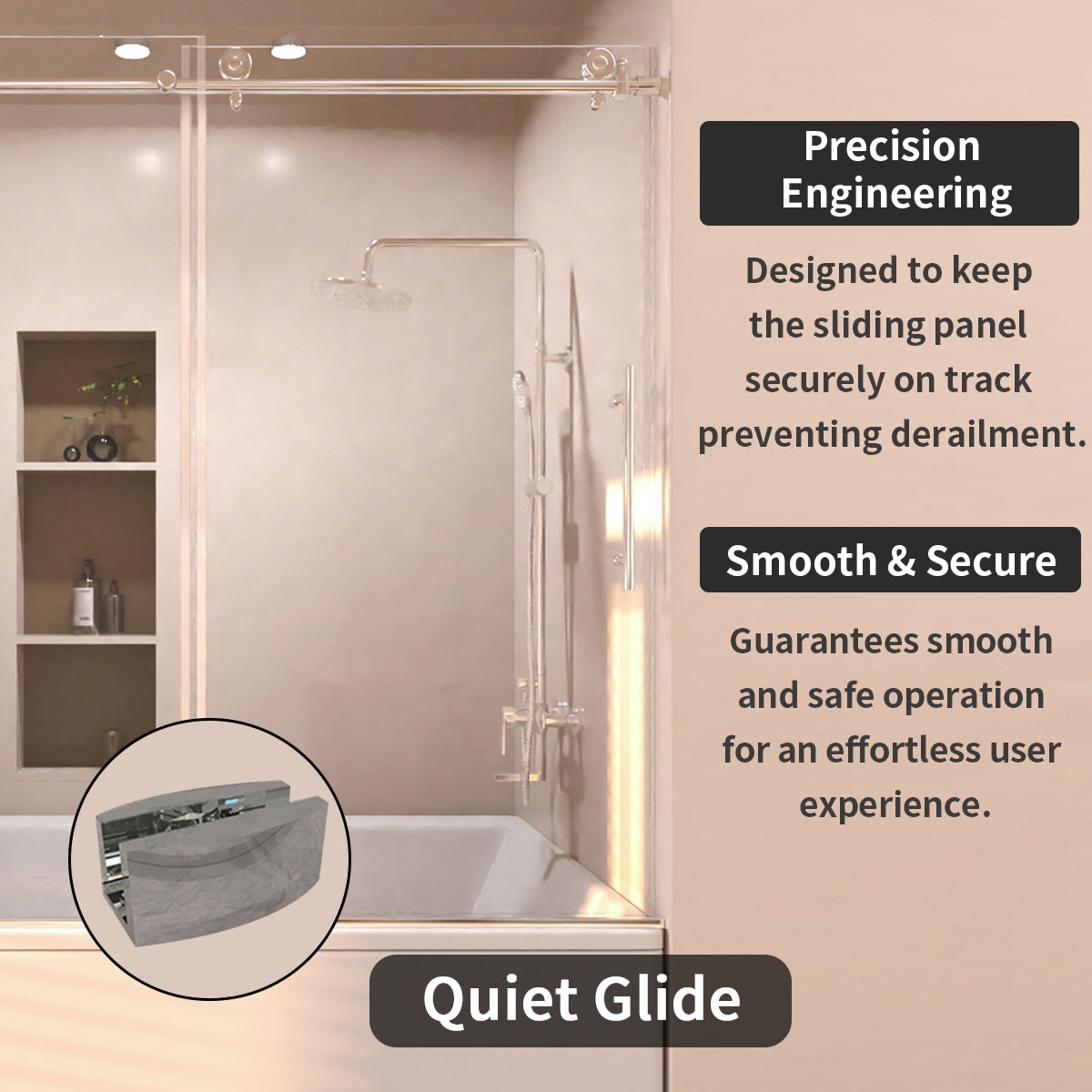 Eon 60 in. W x 60 in. H Sliding Semi-Frameless Tub Door with Clear Glass