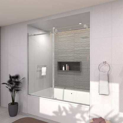 TaiMei 60 in. W x 60 in. H Sliding Semi-Frameless Tub Door 7051-6060-CR15_0407e692-9766-4bd2-94c4-4865d6fcac94