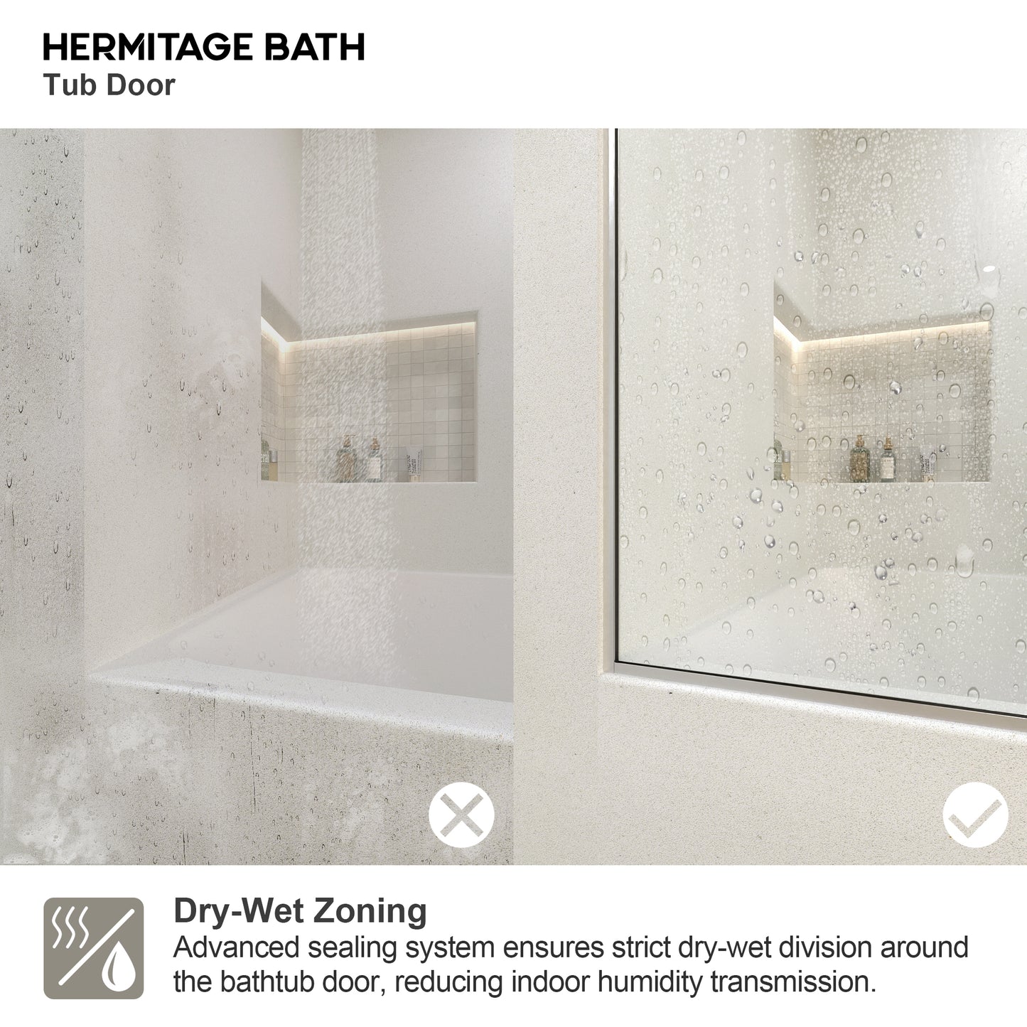 Muse 60 in. W x 60 in. H Sliding Bath Tub Door in Semi Frameless with Clear Glass 7051-6060BN-11