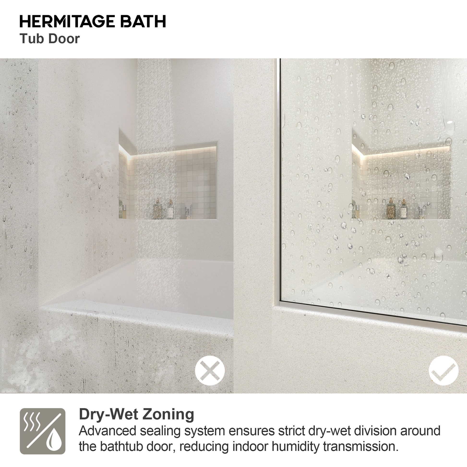 Muse 60 in. W x 60 in. H Sliding Bath Tub Door in Semi Frameless with Clear Glass 7051-6060BN-11