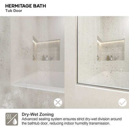 Muse 60 in. W x 60 in. H Sliding Bath Tub Door in Semi Frameless with Clear Glass 7051-6060BN-11
