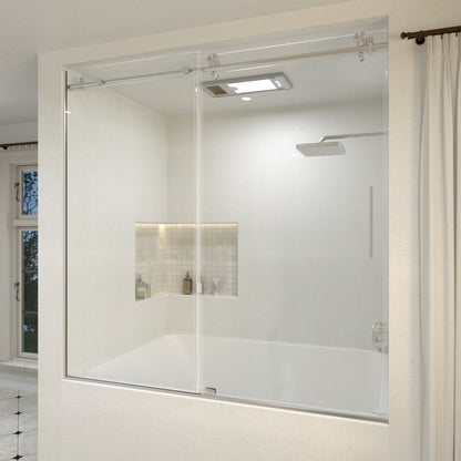 Vetra 59 in. W x 56 in. H Sliding Framed Tub Door Finish with Clear Glass 7051-6060BN-2_4b715bdd-974a-43d5-a052-f9786cc577d3