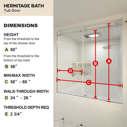 Vetra 59 in. W x 56 in. H Sliding Framed Tub Door Finish with Clear Glass 7051-6060BN-3_54683b43-d5ed-4960-8a27-0d3b6e0a8592
