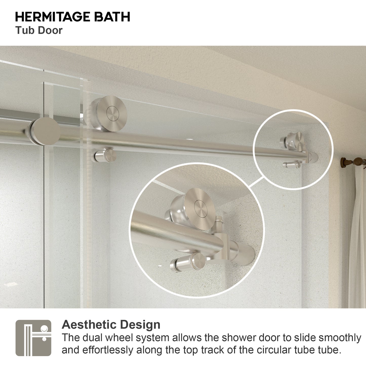 Muse 60 in. W x 60 in. H Sliding Bath Tub Door in Semi Frameless with Clear Glass 7051-6060BN-4