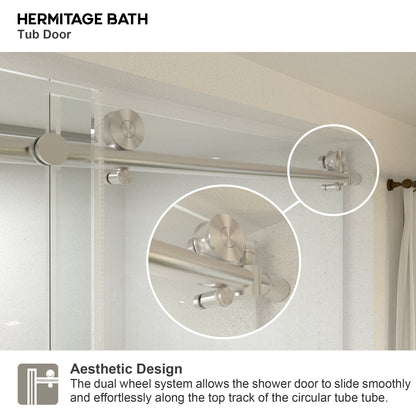 Muse 60 in. W x 60 in. H Sliding Bath Tub Door in Semi Frameless with Clear Glass 7051-6060BN-4