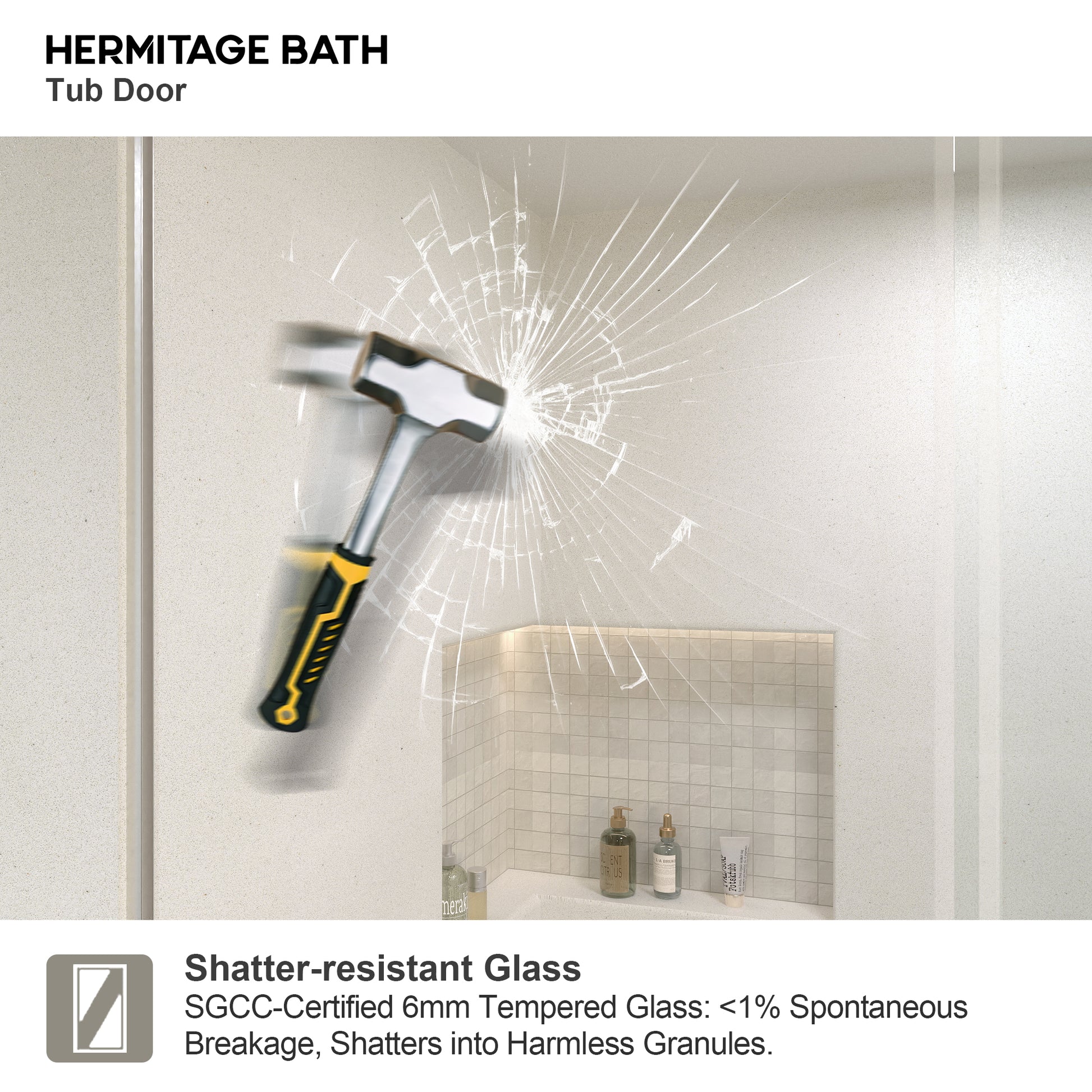 Muse 60 in. W x 60 in. H Sliding Bath Tub Door in Semi Frameless with Clear Glass 7051-6060BN-9