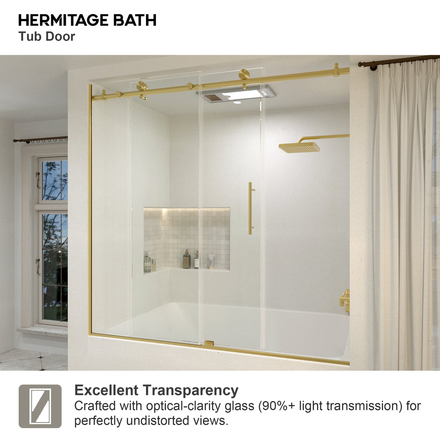 Saudade 60 in. W x 60 in. H Sliding Frameless Tub Door Finish with Clear Glass 7051-6060GD-10