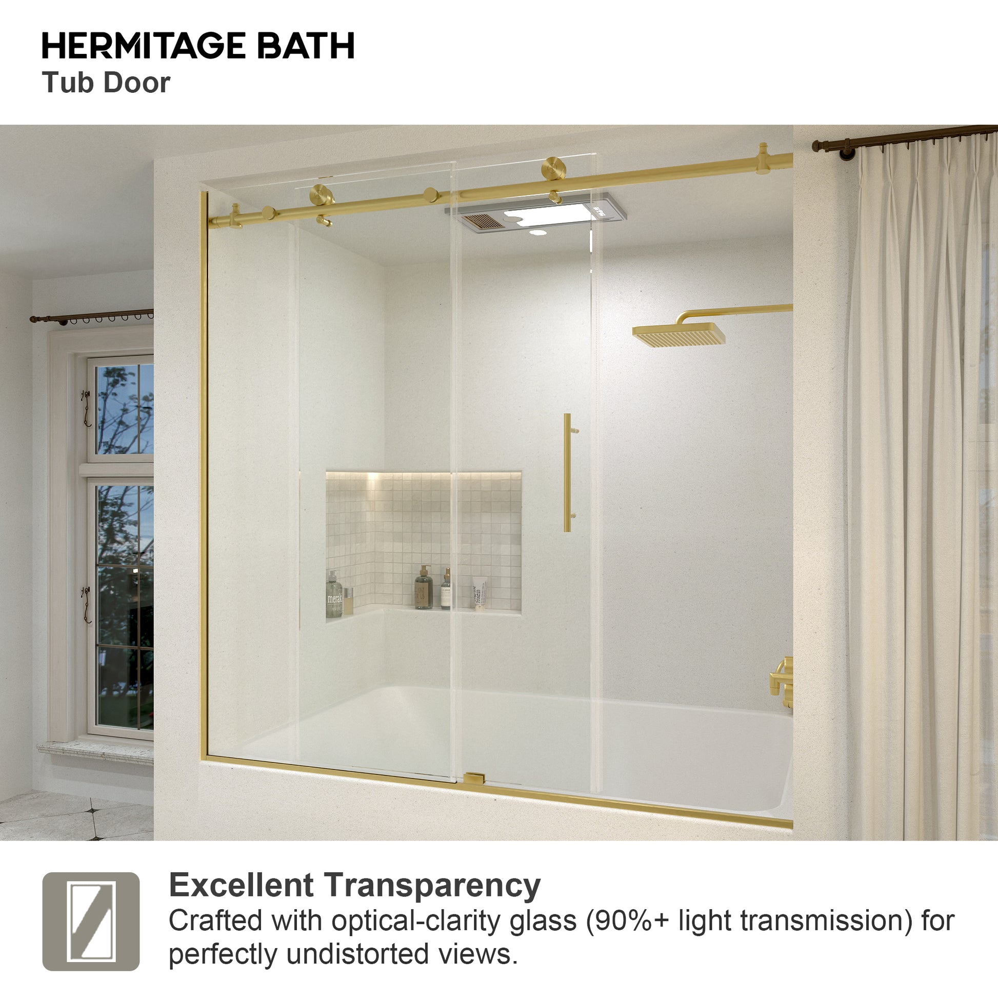 Saudade 60 in. W x 60 in. H Sliding Frameless Tub Door Finish with Clear Glass 7051-6060GD-10