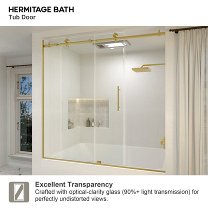 Saudade 60 in. W x 60 in. H Sliding Frameless Tub Door Finish with Clear Glass 7051-6060GD-10