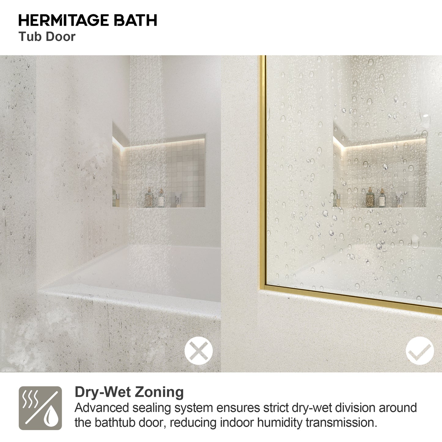 Saudade 60 in. W x 60 in. H Sliding Frameless Tub Door Finish with Clear Glass 7051-6060GD-11