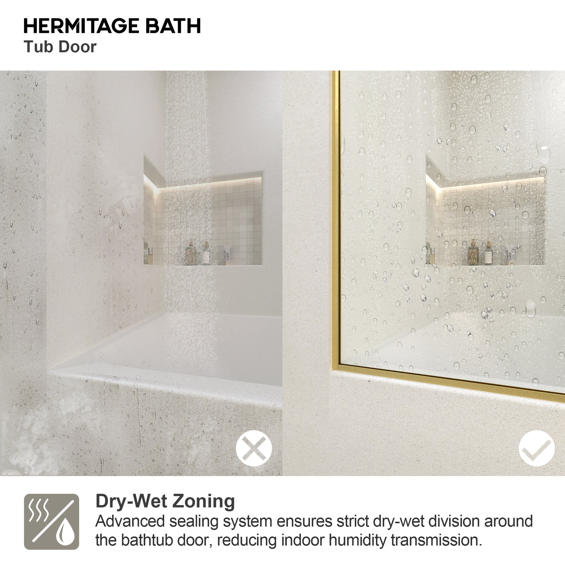 Saudade 60 in. W x 60 in. H Sliding Frameless Tub Door Finish with Clear Glass 7051-6060GD-11