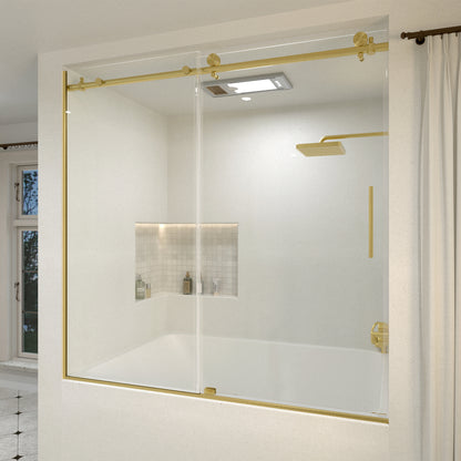 Saudade 60 in. W x 60 in. H Sliding Frameless Tub Door Finish with Clear Glass 7051-6060GD-2