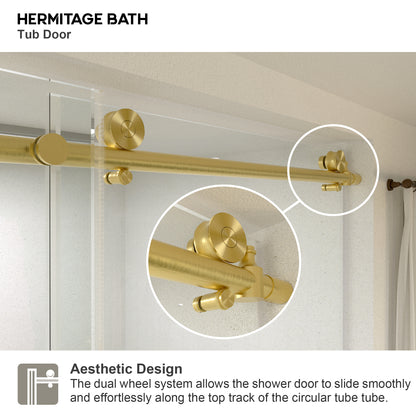Saudade 60 in. W x 60 in. H Sliding Frameless Tub Door Finish with Clear Glass 7051-6060GD-4