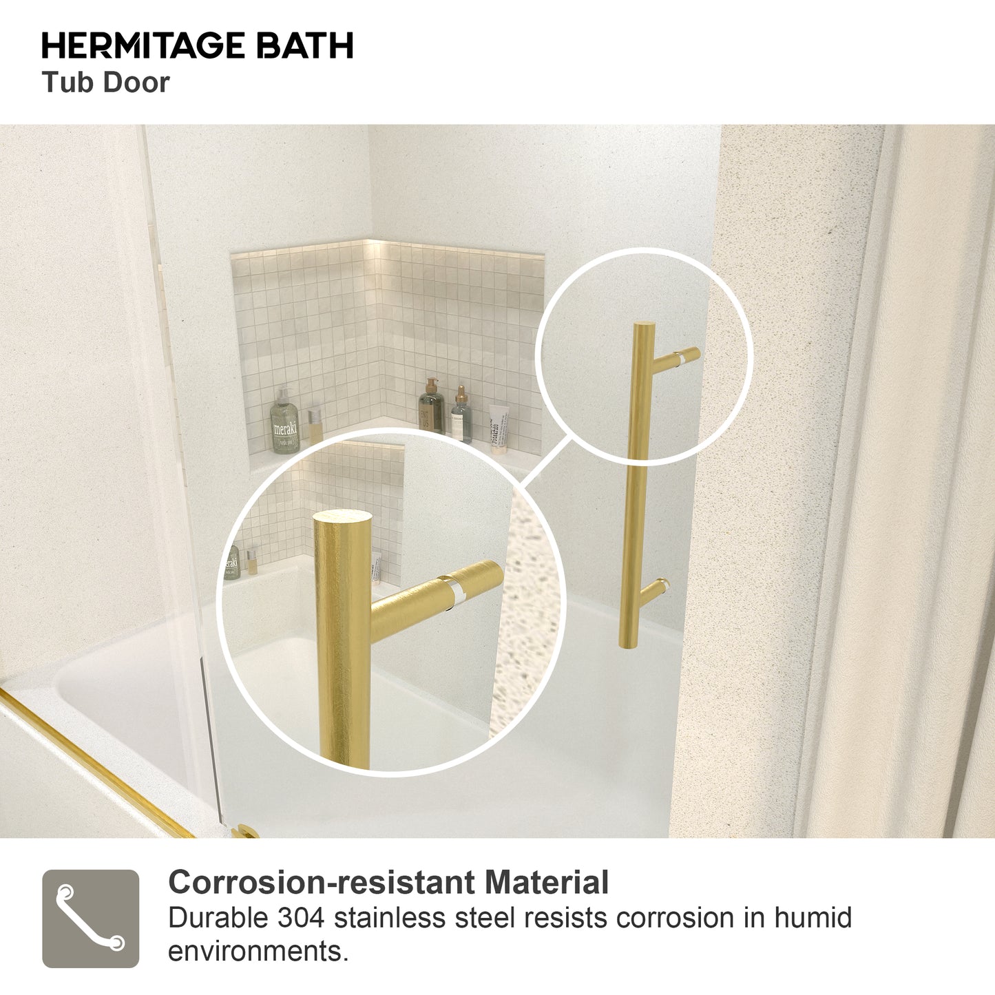 Saudade 60 in. W x 60 in. H Sliding Frameless Tub Door Finish with Clear Glass 7051-6060GD-6
