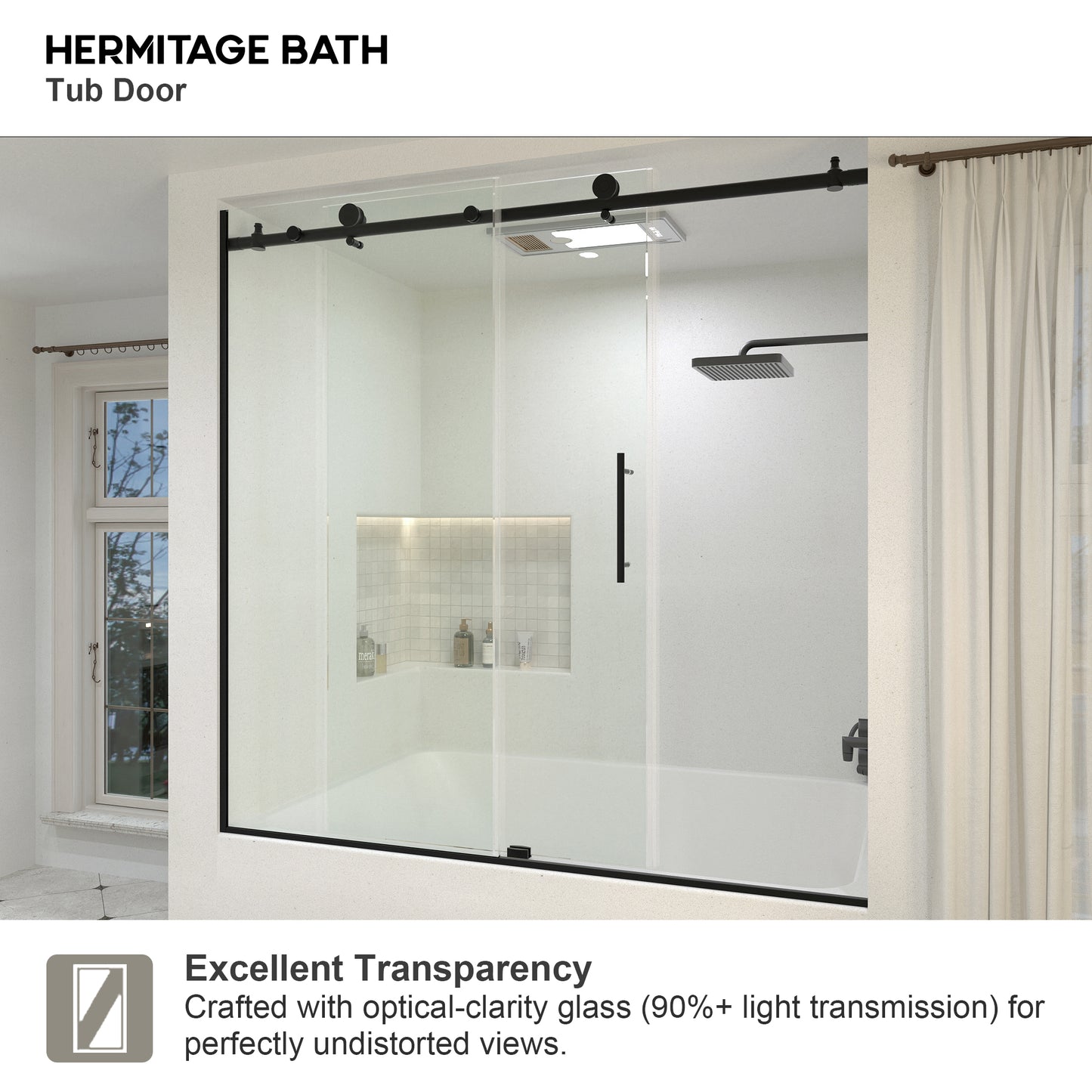 Saudade 60 in. W x 60 in. H Sliding Frameless Tub Door Finish with Clear Glass 7051-6060MB-10_71869b29-ad0a-426f-8cab-6ee3b39c367e