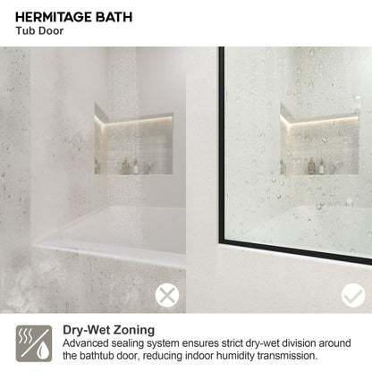 Muse 60 in. W x 60 in. H Sliding Bath Tub Door in Semi Frameless with Clear Glass 7051-6060MB-11