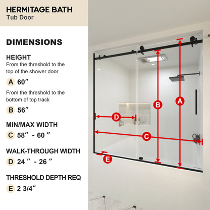 Vetra 59 in. W x 56 in. H Sliding Framed Tub Door Finish with Clear Glass 7051-6060MB-3_bd78a62e-9959-4aff-9eb3-4378a674b4ca