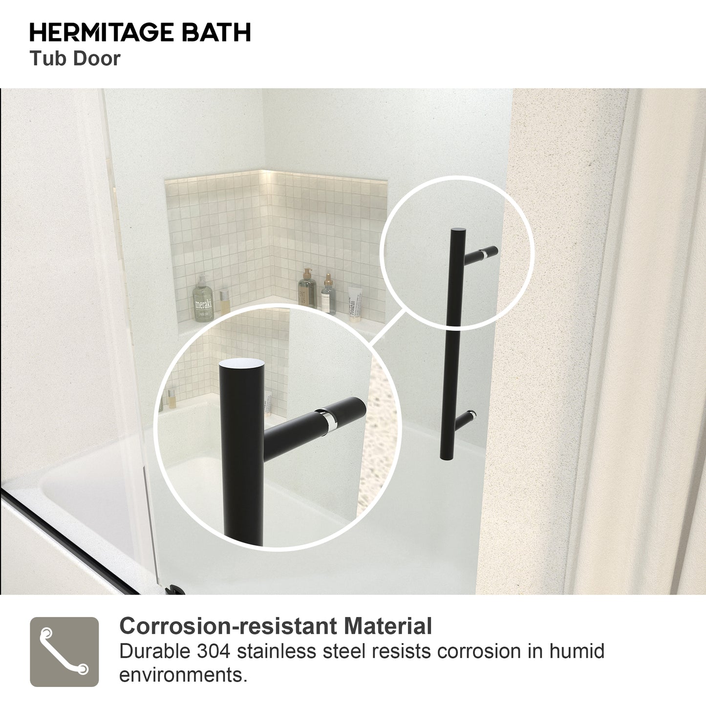 Muse 60 in. W x 60 in. H Sliding Bath Tub Door in Semi Frameless with Clear Glass 7051-6060MB-6