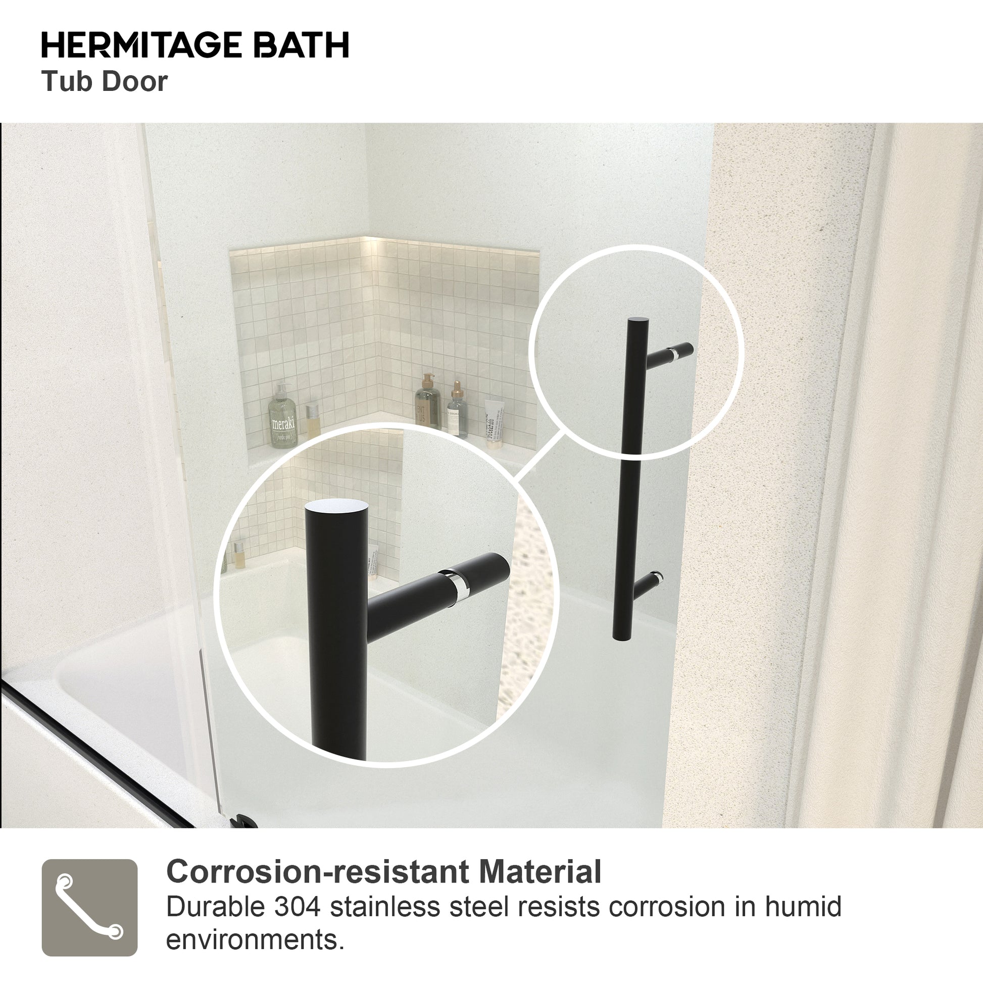 Muse 60 in. W x 60 in. H Sliding Bath Tub Door in Semi Frameless with Clear Glass 7051-6060MB-6