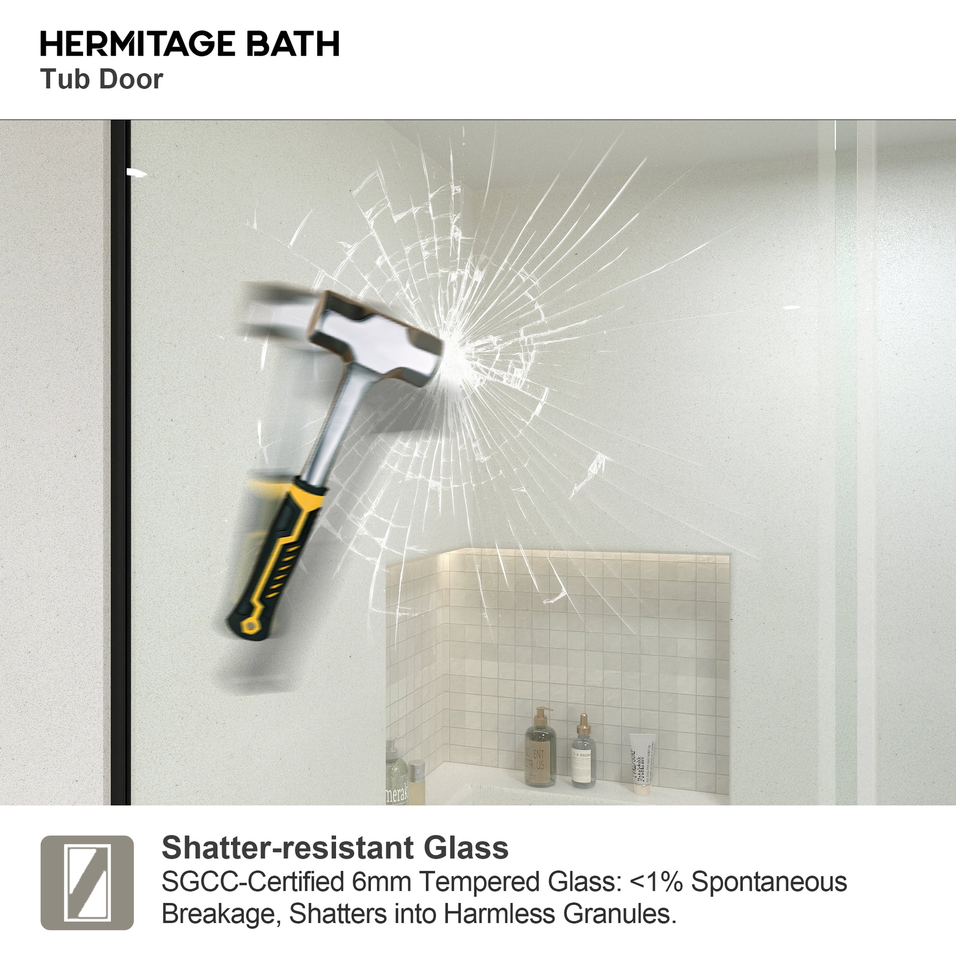 Muse 60 in. W x 60 in. H Sliding Bath Tub Door in Semi Frameless with Clear Glass 7051-6060MB-9