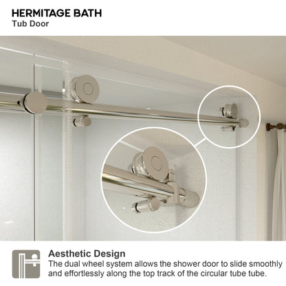 Saudade 60 in. W x 60 in. H Sliding Frameless Tub Door Finish with Clear Glass 7051-6060SV-4_687e2880-9731-4ddc-ae2c-4bf4302edb56