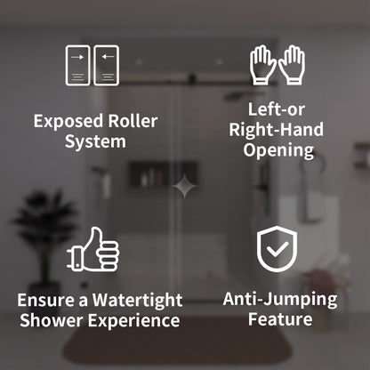 TaiMei 60 in. W x 76 in. H Sliding Semi-Frameless Shower Door with Clear Glass 7051-7660-BL03