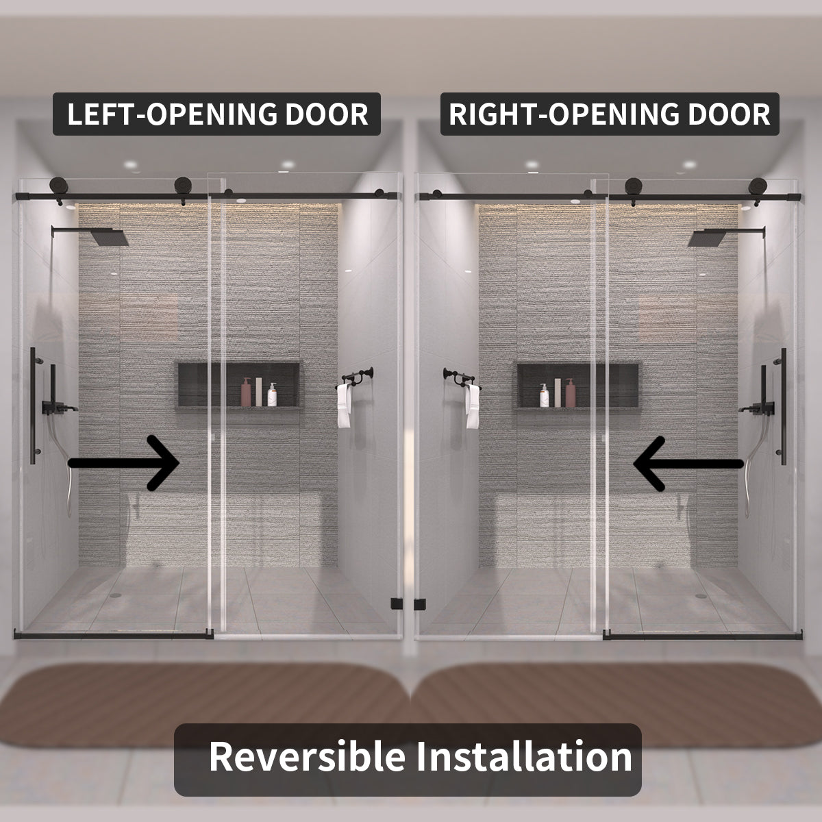 TaiMei 60 in. W x 76 in. H Sliding Semi-Frameless Shower Door with Clear Glass 7051-7660-BL07