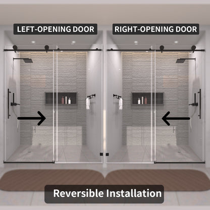 TaiMei 60 in. W x 76 in. H Sliding Semi-Frameless Shower Door with Clear Glass 7051-7660-BL07