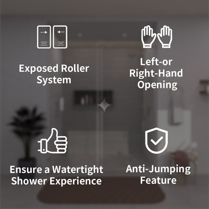 TaiMei 60 in. W x 76 in. H Sliding Semi-Frameless Shower Door with Clear Glass 7051-7660-BN03