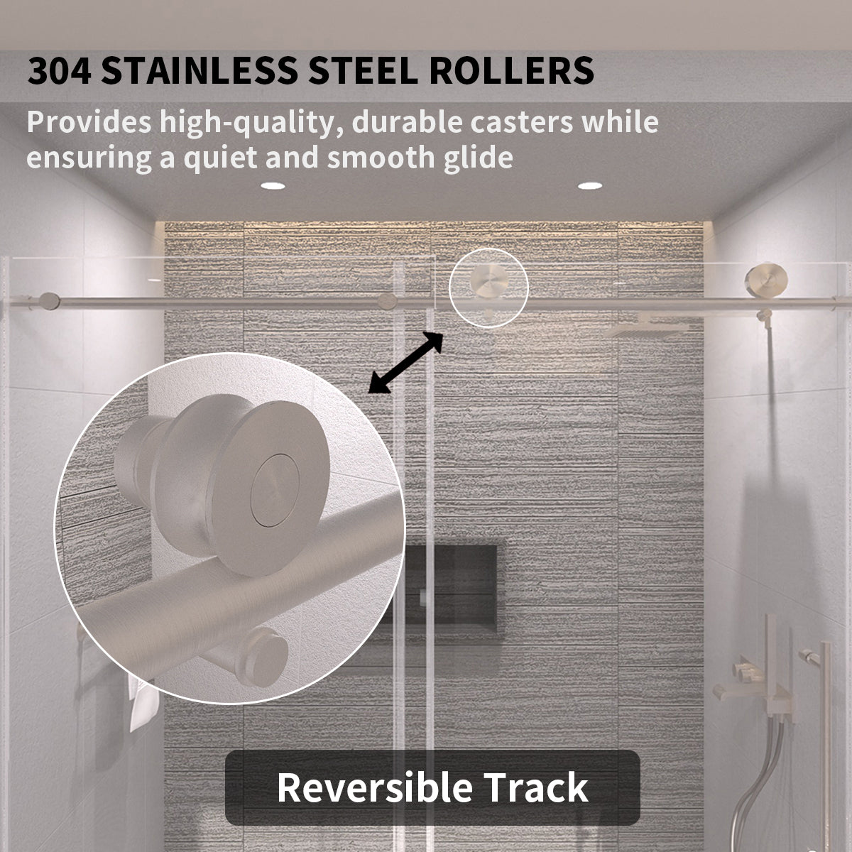 TaiMei 60 in. W x 76 in. H Sliding Semi-Frameless Shower Door with Clear Glass 7051-7660-BN06