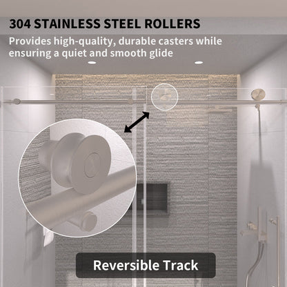 TaiMei 60 in. W x 76 in. H Sliding Semi-Frameless Shower Door with Clear Glass 7051-7660-BN06