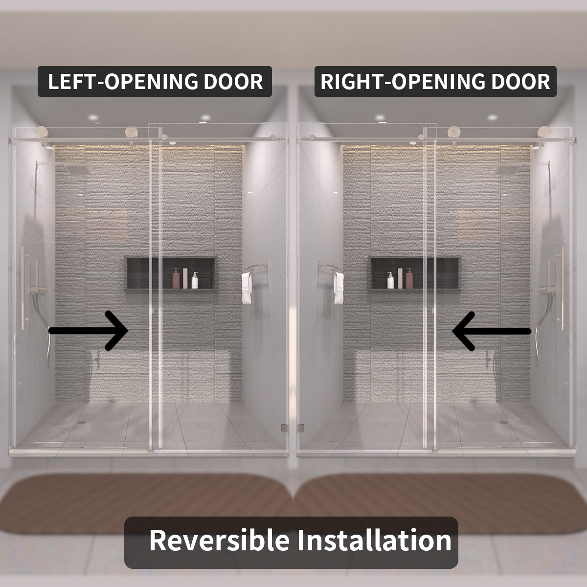 TaiMei 60 in. W x 76 in. H Sliding Semi-Frameless Shower Door with Clear Glass 7051-7660-BN07