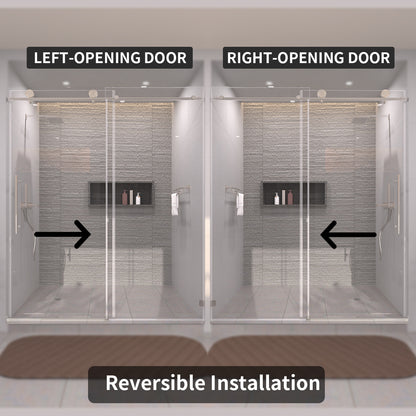 TaiMei 60 in. W x 76 in. H Sliding Semi-Frameless Shower Door with Clear Glass 7051-7660-BN07