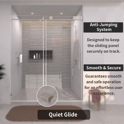 TaiMei 60 in. W x 76 in. H Sliding Semi-Frameless Shower Door with Clear Glass 7051-7660-BN09
