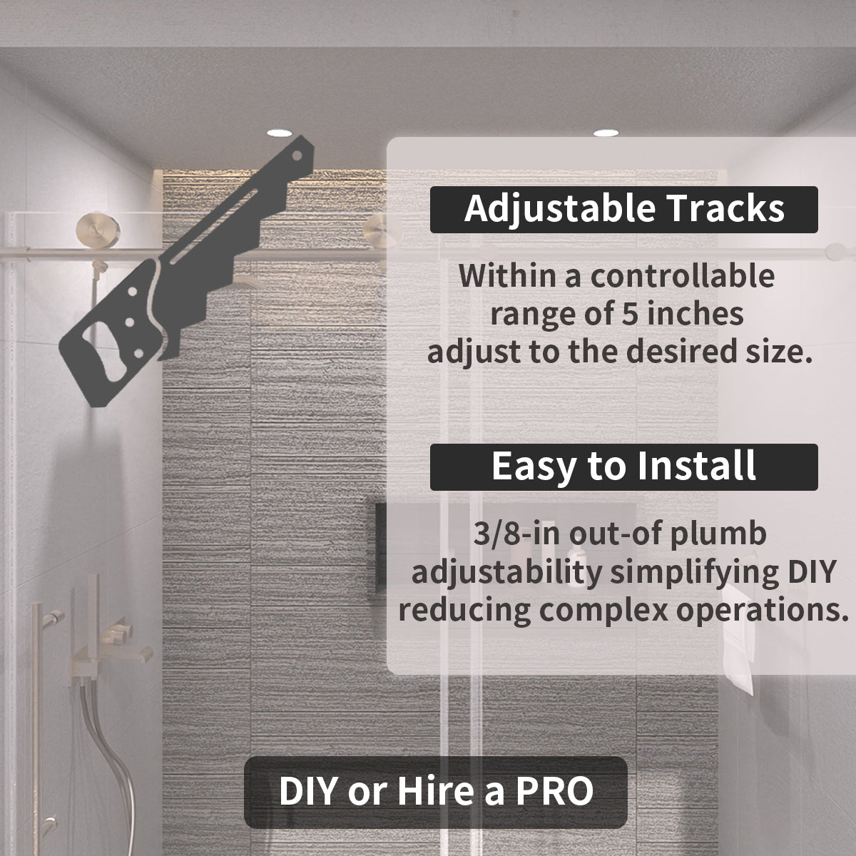 TaiMei 60 in. W x 76 in. H Sliding Semi-Frameless Shower Door with Clear Glass 7051-7660-BN11