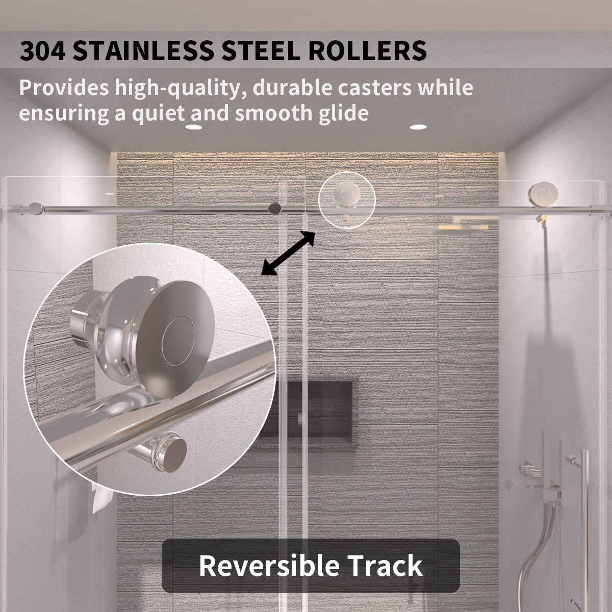 TaiMei 60 in. W x 76 in. H Sliding Semi-Frameless Shower Door with Clear Glass 7051-7660-CR06