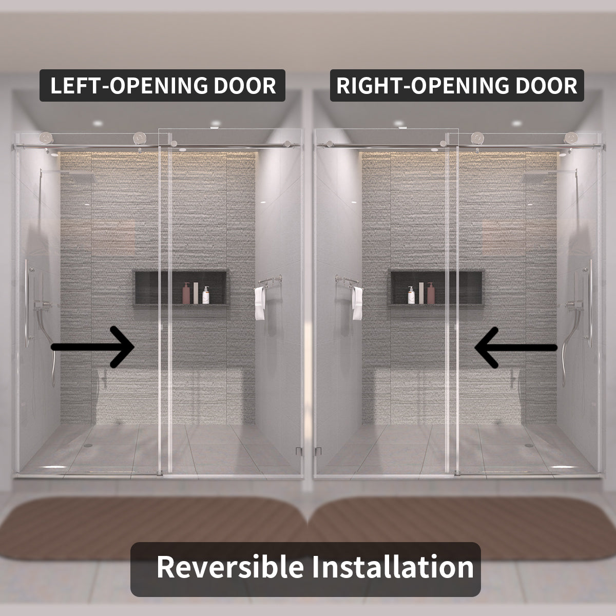 TaiMei 60 in. W x 76 in. H Sliding Semi-Frameless Shower Door with Clear Glass 7051-7660-CR07