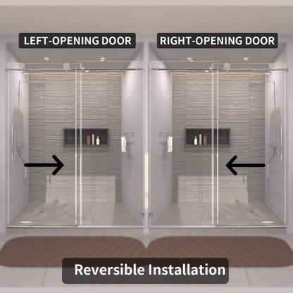 TaiMei 60 in. W x 76 in. H Sliding Semi-Frameless Shower Door with Clear Glass 7051-7660-CR07
