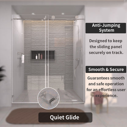 TaiMei 60 in. W x 76 in. H Sliding Semi-Frameless Shower Door with Clear Glass 7051-7660-CR09