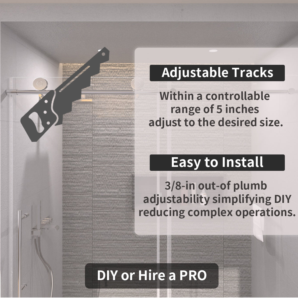 TaiMei 60 in. W x 76 in. H Sliding Semi-Frameless Shower Door with Clear Glass 7051-7660-CR11
