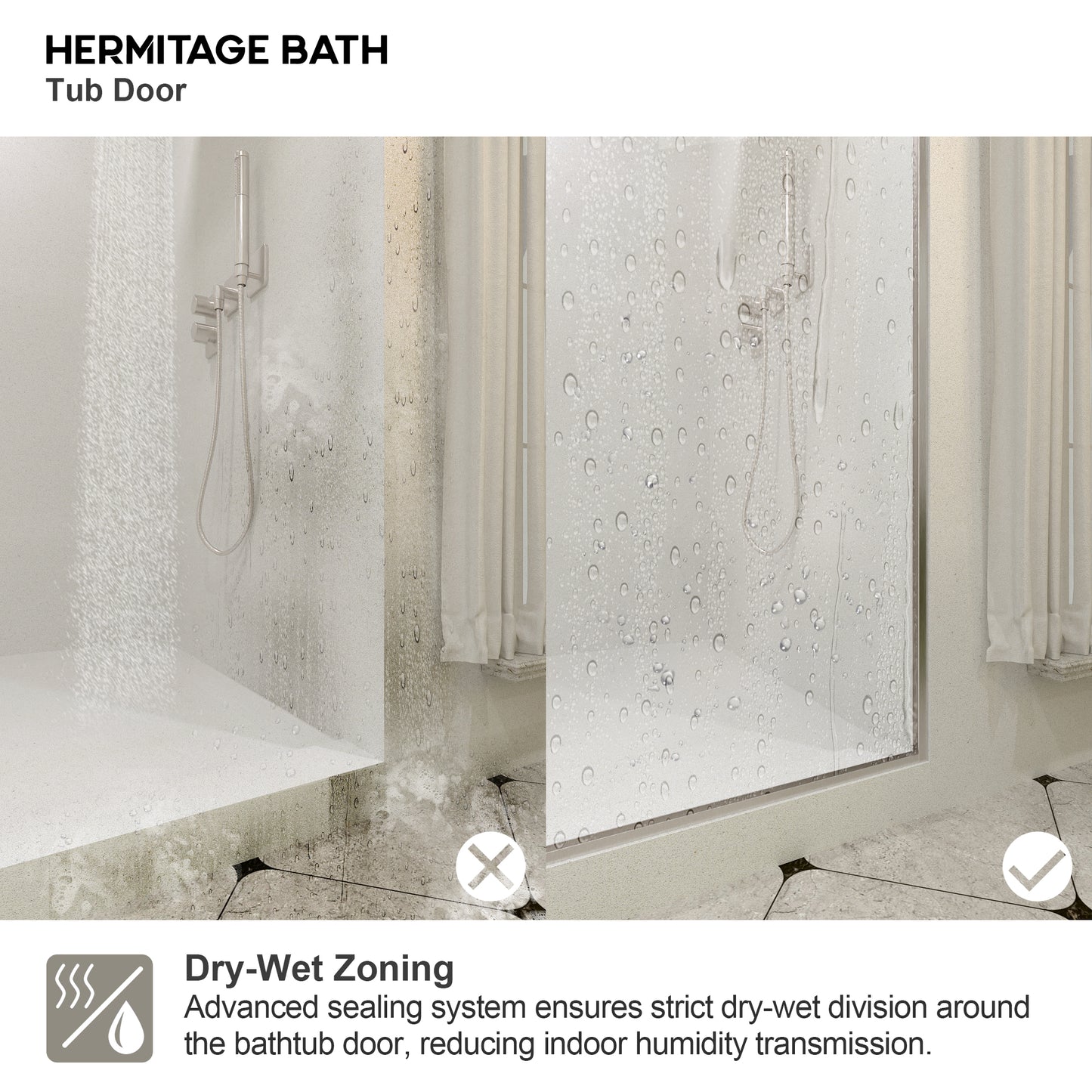 Brewo 60 in. W x 76 in. H Sliding Semi-Frameless Shower Door with Clear Glass